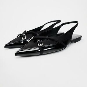 Zara Elegant Black Slingback Flats